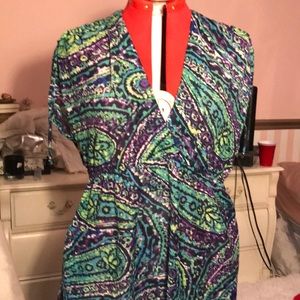 Multi colored, adjustable sleeve, beach dress